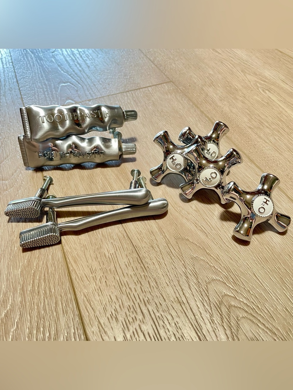 Chrome Whimsical Bathroom Handle Set